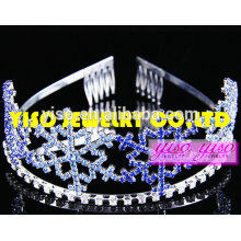 Cristal de pelo diadema de zafiro copo de nieve pequeña tiara
